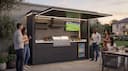 Family outdoor kitchen — watching football with friends